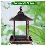 Gbekery 3.5 Lb Capacity of Plastic Hanging Bird Feeder,Large Bird Feeders for Outdoors with The Locked Toggle Design,Hanging for Garden,Yard and Decoration Outside,Weatherproof,Brown