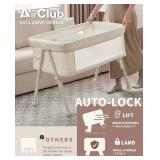 AirClub Bassinet Bedside Sleeper, Baby Crib for Newborn, Baby Bassinets Bedside Sleeper with 4 Auto-Lock & Adjustable Height, Breathable Mesh & Mattress, Bedside Bassinet