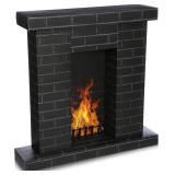 Christmas Fireplace Cardboard 35.5 x 31.5 x 8 Inch Fake Corrugated Fireplace with Fire Photo Accessories 3D Life Size Cardboard Cutout Standup for Christmas Party Background Decor(Black)