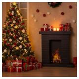Christmas Fireplace Cardboard 35.5 x 31.5 x 8 Inch Fake Corrugated Fireplace with Fire Photo Accessories 3D Life Size Cardboard Cutout Standup for Christmas Party Background Decor(Black)