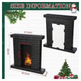 Christmas Fireplace Cardboard 35.5 x 31.5 x 8 Inch Fake Corrugated Fireplace with Fire Photo Accessories 3D Life Size Cardboard Cutout Standup for Christmas Party Background Decor(Black)