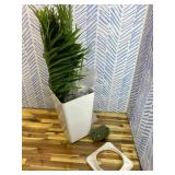 6ft Artificial Palm Tree with White Planter Tall Fake Tropical Areca Palm Tree in Pot with Real Bark Design for Home, Office, Living Room, Bedroom, Farmhouse, and Modern Decor