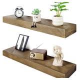 Retails for $126! Rustic 3-Inch Thick Wood Floating Shelves, Wide Pine Wall Mount Shelf for Kitchen Study Room Bathroom Bedroom, Set of 2-8" D x 36" W x 3" H-Black Walnut