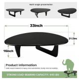 Retails for $131! Solid Wooden Modern Triangle Coffee Table: Unique Funky Coffee Tables for Living Room, Oval Mid-Century Irregular Abstract Tea Tables for Patio Office Balcony Bedroom (Black, 33" L x