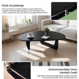 Retails for $131! Solid Wooden Modern Triangle Coffee Table: Unique Funky Coffee Tables for Living Room, Oval Mid-Century Irregular Abstract Tea Tables for Patio Office Balcony Bedroom (Black, 33" L x