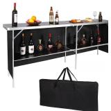 Retails for $146! REDCAMP Extra Long Portable Bar Table, Pop-Up Folding Mobile Bar Bartender Table for Events, Party, Camping, Tradeshow, Easy Setup, Black, 82"x33"x15"