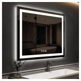 Retails for $152! ROOMTEC 30 * 30 Inch Led Bathroom Mirror with Lights,Smart Dimmable Vanity Mirrors for Wall,Anti-Fog Backlit Lighted Makeup Mirror