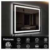 Retails for $152! ROOMTEC 30 * 30 Inch Led Bathroom Mirror with Lights,Smart Dimmable Vanity Mirrors for Wall,Anti-Fog Backlit Lighted Makeup Mirror