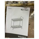 Retails for $105! VASAGLE Bar Cart Gold, Home Bar Serving Cart, Wine Cart with 2 Mirrored Shelves, Wine Holders, Glass Holders, for Kitchen, Dining Room, Gold ULRC090A03