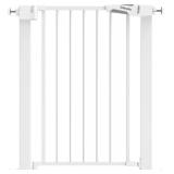 BABELIO 27-30 Inch Narrow Easy Install Baby Gate, Metal Dog Gate,Fit for Small Stairs and Doorways,Pressure Mounted Safety Gate with Door for Child and Pets,NO Extensions,White