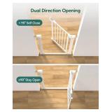 BABELIO 27-30 Inch Narrow Easy Install Baby Gate, Metal Dog Gate,Fit for Small Stairs and Doorways,Pressure Mounted Safety Gate with Door for Child and Pets,NO Extensions,White