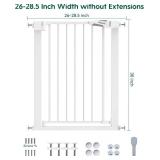BABELIO 27-30 Inch Narrow Easy Install Baby Gate, Metal Dog Gate,Fit for Small Stairs and Doorways,Pressure Mounted Safety Gate with Door for Child and Pets,NO Extensions,White