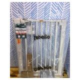 BABELIO 27-30 Inch Narrow Easy Install Baby Gate, Metal Dog Gate,Fit for Small Stairs and Doorways,Pressure Mounted Safety Gate with Door for Child and Pets,NO Extensions,White