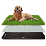 Dog Grass Large Potty Patch, Dog Litter Boxes Artificial Grass Bathroom Turf for Pet Training, Washable Puppy Pee Pad, Perfect Indoor/Outdoor Portable Potty Pet Loo (Tray system-35"X22.6")