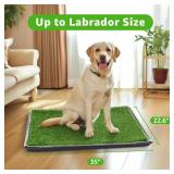 Dog Grass Large Potty Patch, Dog Litter Boxes Artificial Grass Bathroom Turf for Pet Training, Washable Puppy Pee Pad, Perfect Indoor/Outdoor Portable Potty Pet Loo (Tray system-35"X22.6")