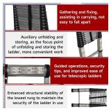 findmall 14.5FT / 4.4M Aluminum Telescopic Ladder Multi Use Non-Slip Collapsible Ladder Telescoping Ladders