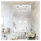 Silver Bathroom Mirror 24x36 Inch, Rectangle Mirror with Metal Deep Frame, Wall Mirrors for Over Sink, Vanity, Bedroom, Bathroom, Hangs Horizontally or Vertically