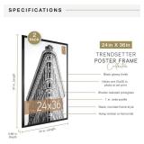 MCS Trendsetter 24x36 Poster Frame Black High-Gloss, Vertical & Horizontal Wall Hanging Large Picture Frame for Photos, Posters & Art Prints (2-Pack)