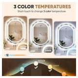 Retails for $210! 30"X36" Oval LED Bathroom Mirror with Lights, Frameless Vanity LED Mirror for Bathroom with Beveled Edge, Backlit Anti-Fog, Dimmable, 3 Colors, Memory Function, Tempered Glass, Shatt