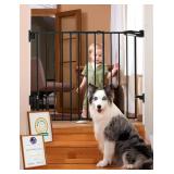 Babelio 26-43" No Bottom Bar Baby Gate for Babies, Elders and Pets, 2-in-1 Hardware Mount Dog Gate for The House, Stairs and Doorways, with Large Walk Thru Door, Black