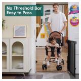 Babelio 26-43" No Bottom Bar Baby Gate for Babies, Elders and Pets, 2-in-1 Hardware Mount Dog Gate for The House, Stairs and Doorways, with Large Walk Thru Door, Black