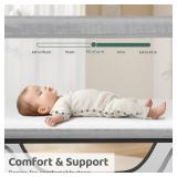 Cowiewie Bassinet Bedside Sleeper, Portable, Breathable, Adjustable Baby Bedside Bassinet for Peaceful Nights, Light Grey