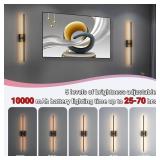 31.5 inch Battery Operated Wall Sconce Set Of 2, 10000mAh Rechargeable Wall Light With Remote Control, RGB Dimmable Wireless Sconces Wall Decor For Bedroom Living room Hallway, 360 Rotate, Black