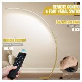 Retails for $130! Dimmable LED Floor Lamp with 3 Color Temperatures, Ultra Bright 2000LM Gold Arc Floor Lamp, Modern Standing Tall Lamp with Remote Control Reading Floor for Bedroom Use Lamp for Offic