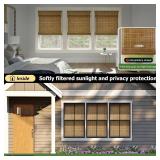 LazBlinds Cordless Bamboo Roman Shades, Privacy Blinds for Interior Windows, Room Darkening Roll Up Bamboo Blinds for Home & Patio, 28" W x 64" H, Eastfield Teak