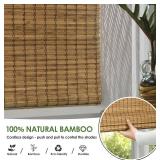 LazBlinds Cordless Bamboo Roman Shades, Privacy Blinds for Interior Windows, Room Darkening Roll Up Bamboo Blinds for Home & Patio, 28" W x 64" H, Eastfield Teak