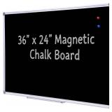 36 x 24 Inch Aluminum Frame Black Chalkboard for Wall | School Magnetic Blackboard with Sturdy Frame for Kids Teachers, Written on by Regular Chalk