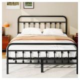 Metal Bed Frame Platform with Headboard & Footboard Heavy Duty Sturdy Foundation Storage Space Squeak Resistant Easy Assembly,NO Box Spring Needed,Queen