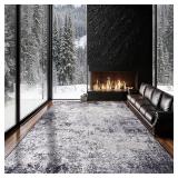 10x14 Rugs for Living Room, Large Modern Abstract Area Rug Washable Soft Faux Wool Black Rug, Anti-Skid Non-Shedding Floor Carpet for Bedroom Dining Room Home Office Decor