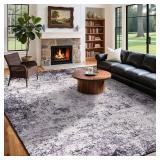 10x14 Rugs for Living Room, Large Modern Abstract Area Rug Washable Soft Faux Wool Black Rug, Anti-Skid Non-Shedding Floor Carpet for Bedroom Dining Room Home Office Decor