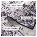 10x14 Rugs for Living Room, Large Modern Abstract Area Rug Washable Soft Faux Wool Black Rug, Anti-Skid Non-Shedding Floor Carpet for Bedroom Dining Room Home Office Decor