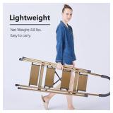 GameGem Lightweight Aluminum 4 Step Ladder Folding Step Stool Stepladders with Anti-Slip and Wide Pedal for Home and Kitchen Use Space Saving (Brown Gold)