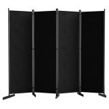 AKTOP Room Divider 4 Panel, 80" W Portable Wall Divider for Room Separation, Freestanding Partition Room Dividers, Folding Room Separators Privacy Screens for Home Office Bedroom, Black
