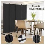 AKTOP Room Divider 4 Panel, 80" W Portable Wall Divider for Room Separation, Freestanding Partition Room Dividers, Folding Room Separators Privacy Screens for Home Office Bedroom, Black
