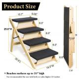 BRIKY 2-in-1 Dog Stairs/Ramp with 4 Steps, Foldable Dog Stairs for High Beds Cars Couch, Durable Wooden Pet Stairs for Small Medium Large Dogs, No Assembly Required