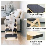 BRIKY 2-in-1 Dog Stairs/Ramp with 4 Steps, Foldable Dog Stairs for High Beds Cars Couch, Durable Wooden Pet Stairs for Small Medium Large Dogs, No Assembly Required