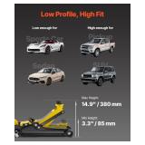 VEVOR Floor Jack, 2.5 Ton Low Profile Floor Jack Heavy-Duty Steel Racing, with Single Piston Lift Pump, Lifting Range 3.35"-14.96"