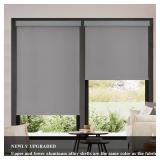 AOSKY Blackout Roller Shades Cordless Blinds for Windows, Free-Stop Shades with Valance, Thermal Insulated Fabric, UV Protection, Blinds for Home and Office 36" W x 72" H (91W x 183H cm) Grey