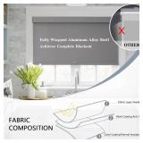 AOSKY Blackout Roller Shades Cordless Blinds for Windows, Free-Stop Shades with Valance, Thermal Insulated Fabric, UV Protection, Blinds for Home and Office 36" W x 72" H (91W x 183H cm) Grey