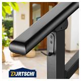 Retails for $135! Updated Handrails for Outdoor Steps, 2-3 Steps Wrought Iron Stair Railing with Fence, Flexible Exterior Hand Railing for Concrete or Wooden Stairs, Black Transitional Handrails with 