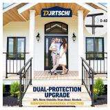 Retails for $135! Updated Handrails for Outdoor Steps, 2-3 Steps Wrought Iron Stair Railing with Fence, Flexible Exterior Hand Railing for Concrete or Wooden Stairs, Black Transitional Handrails with 