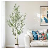 Olive Trees Artificial Indoor 6ft 1Pack - Artificial Plants with White Pot - Artificial Tree for Home Office Living Room Corner