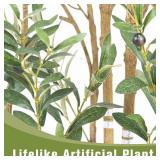 Olive Trees Artificial Indoor 6ft 1Pack - Artificial Plants with White Pot - Artificial Tree for Home Office Living Room Corner