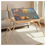 TEAKMAMA Puzzle Table 27.6" Tall 1500 Piece Puzzle Board with Drawers, 34.2" x 26.3" Adjustable 5-Tilting-Angle Jigsaw Table with Legs, Jigsaw Board for Adults, Nature