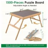 TEAKMAMA Puzzle Table 27.6" Tall 1500 Piece Puzzle Board with Drawers, 34.2" x 26.3" Adjustable 5-Tilting-Angle Jigsaw Table with Legs, Jigsaw Board for Adults, Nature