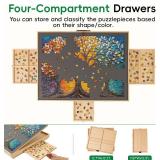 TEAKMAMA Puzzle Table 27.6" Tall 1500 Piece Puzzle Board with Drawers, 34.2" x 26.3" Adjustable 5-Tilting-Angle Jigsaw Table with Legs, Jigsaw Board for Adults, Nature